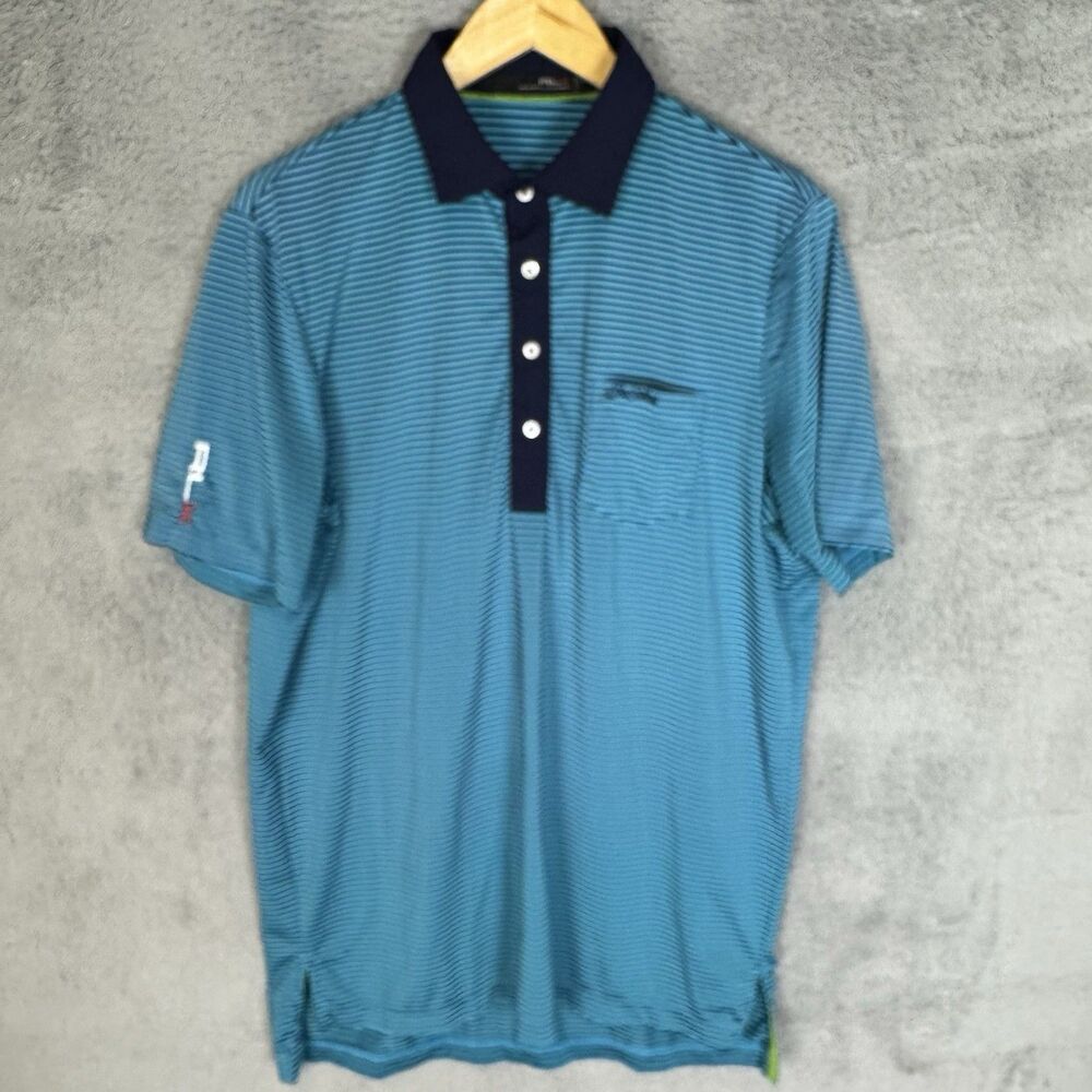 RLX Ralph Lauren Shirt Mens M Blue Striped Polo Golf Performance‎ Sea Isand
